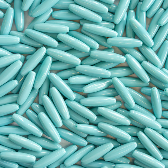 6x22mm Opaque Glass Tubes - Turquoise - 20 or 60