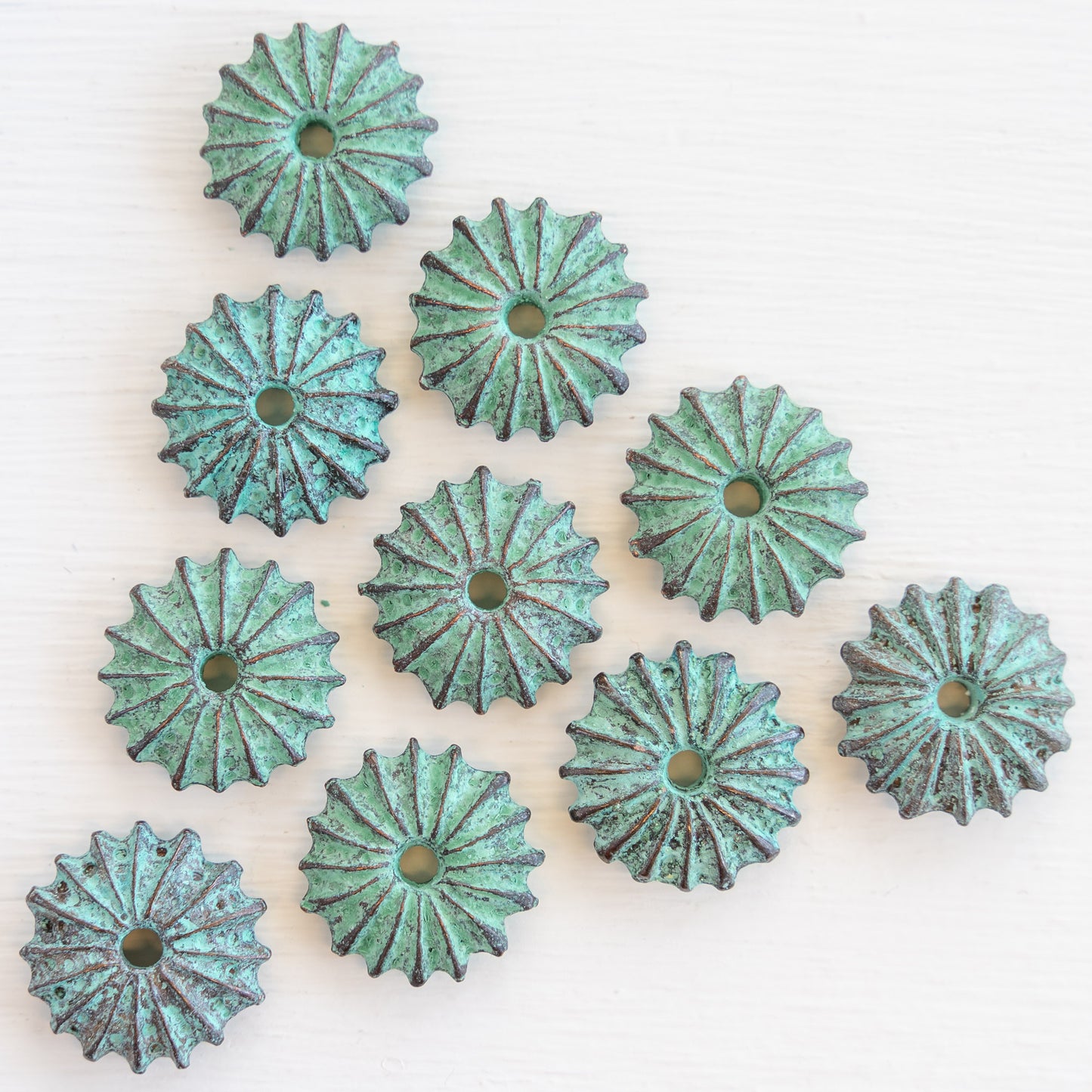 2-4mm Metal Coated Ceramic Seed Beads - Green Patina - Choose