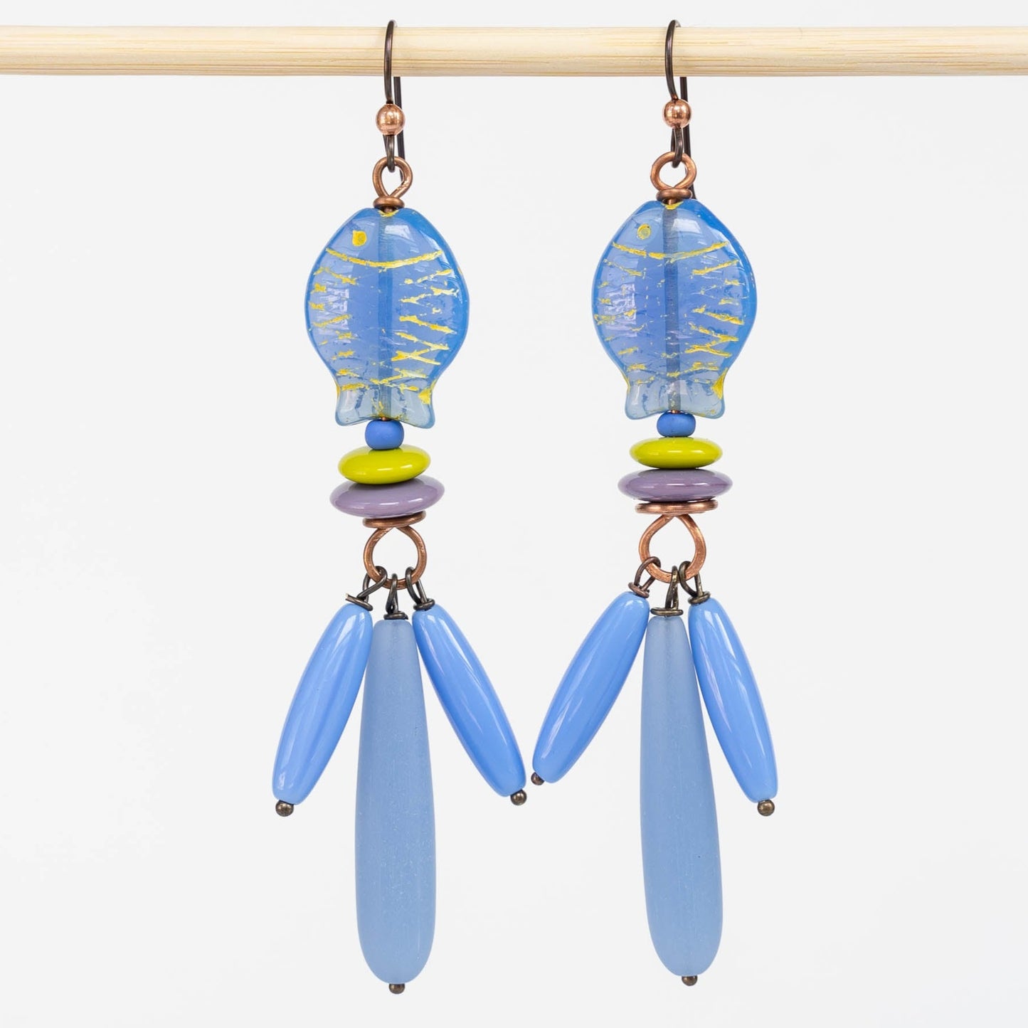 Load image into Gallery viewer, 8x38mm Long Drill Drops - Cornflower Blue - 10 Beads
