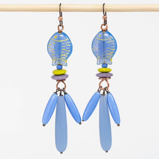 Load image into Gallery viewer, 8x38mm Long Drill Drops - Cornflower Blue - 10 Beads
