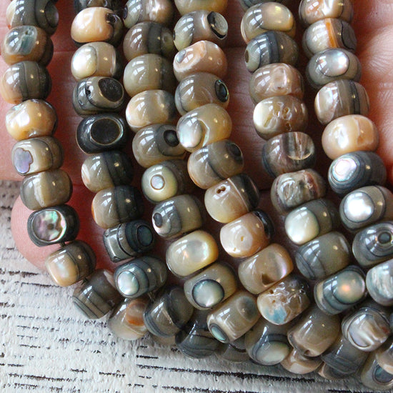 4x6mm Abalone Rondelle Beads - 16 Inch Strand
