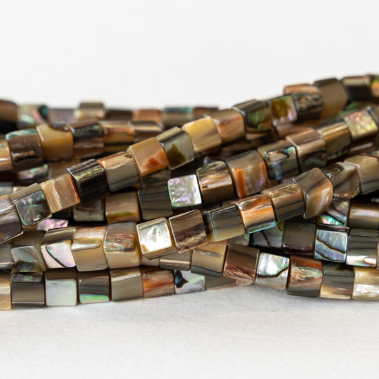 Load image into Gallery viewer, 5mm Abalone Cube Beads - 16 Inch Strand
