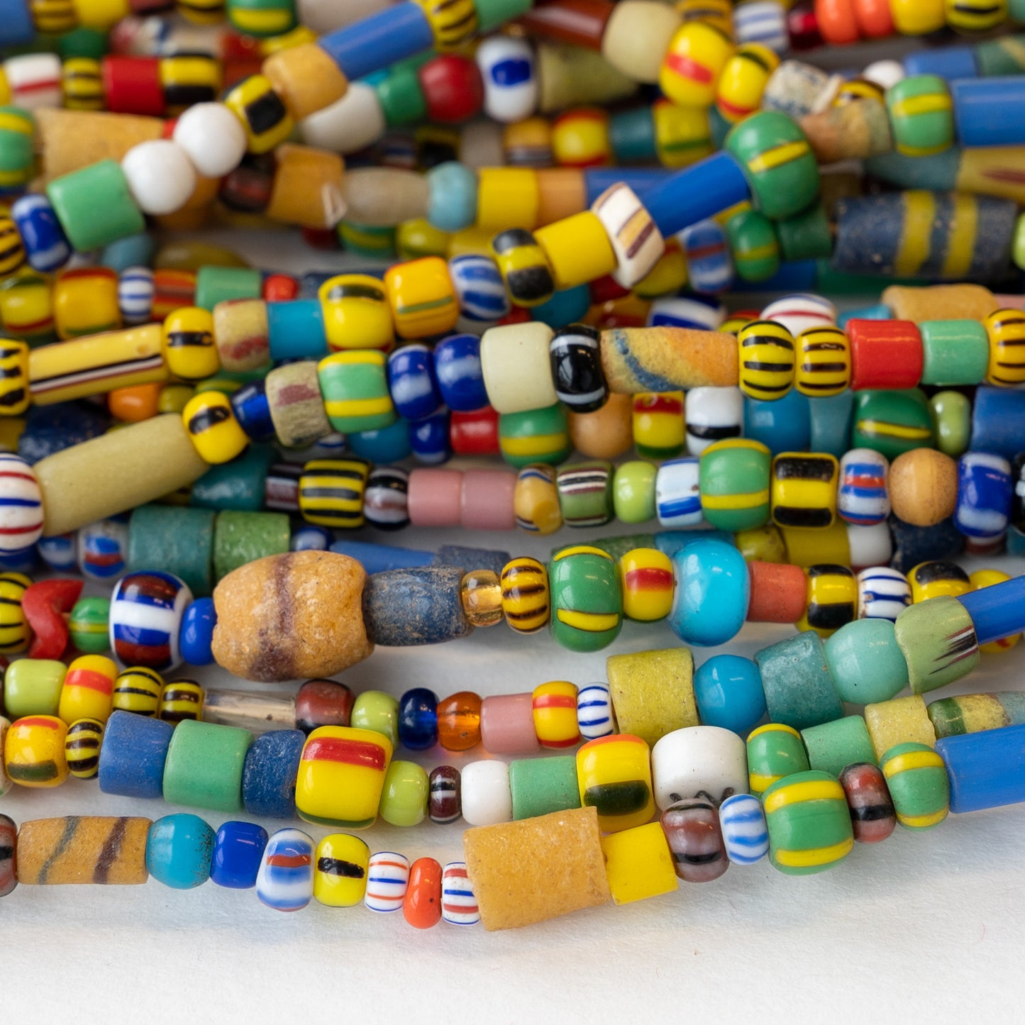 African Sand Bead Mix - Mixed Sizes and Colors and Stripes ~4-9mm - 18 Inch Strand