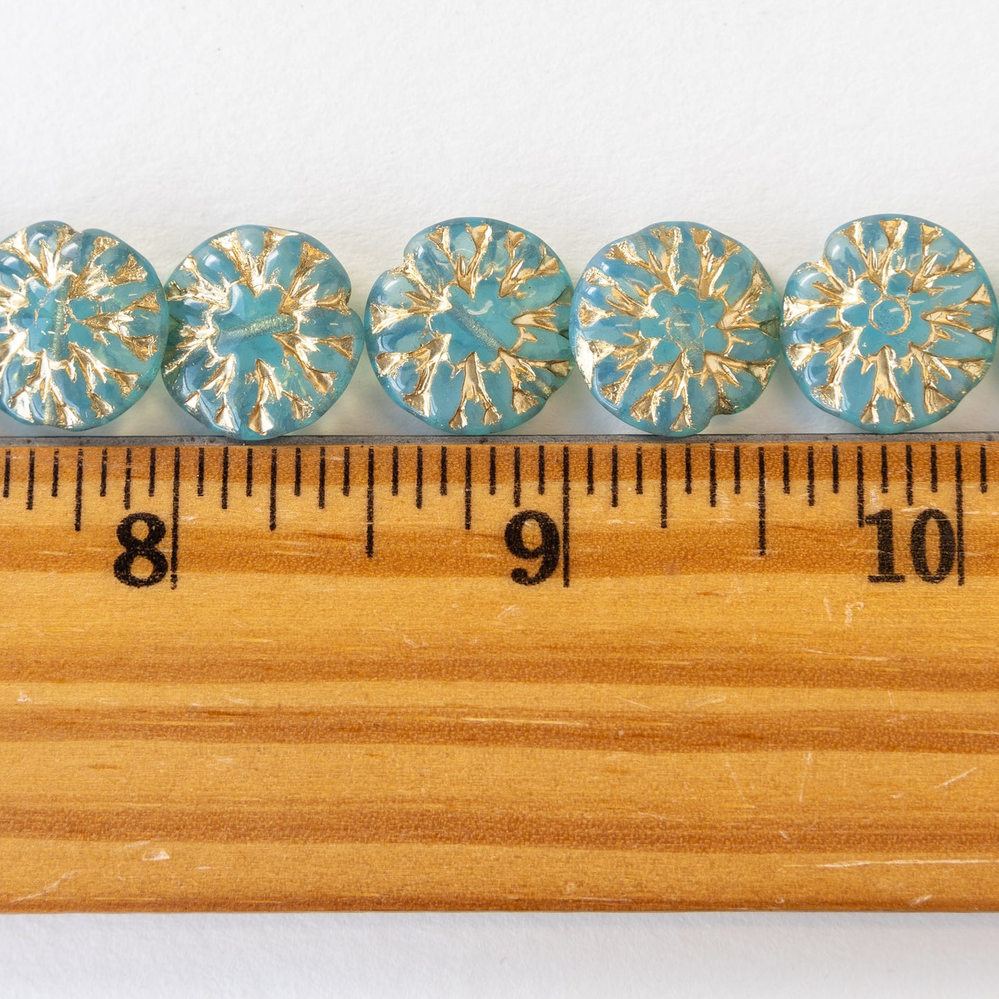 Load image into Gallery viewer, 14mm Dahlia Flower Beads - Seafoam with Aqua Wash - 10 beads
