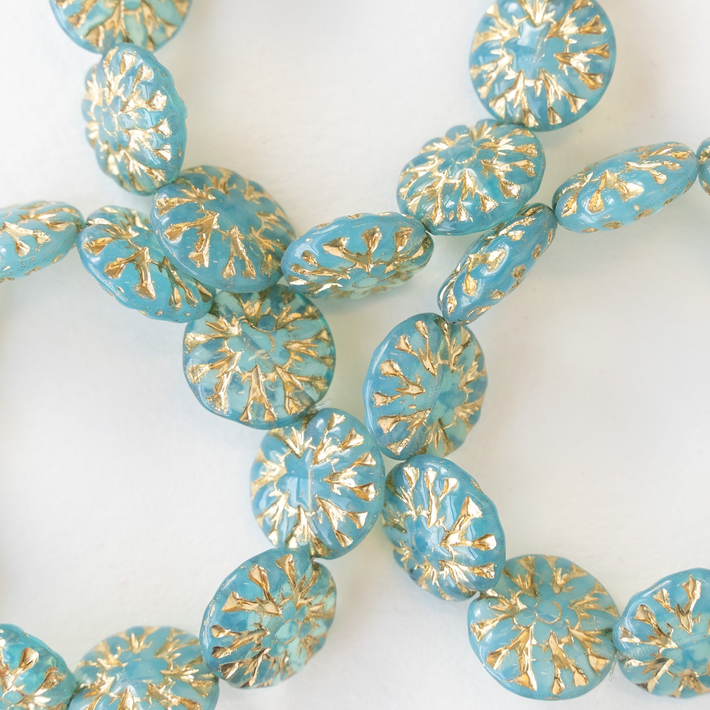 Load image into Gallery viewer, 14mm Dahlia Flower Beads - Seafoam with Aqua Wash - 10 beads
