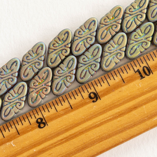 9x19mm Arabesque Beads - Metallic with Iris Finish - 10 or 30