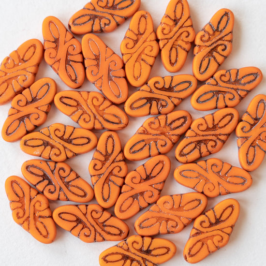 Load image into Gallery viewer, 9x19mm Arabesque Beads - Orange - 10 or 30

