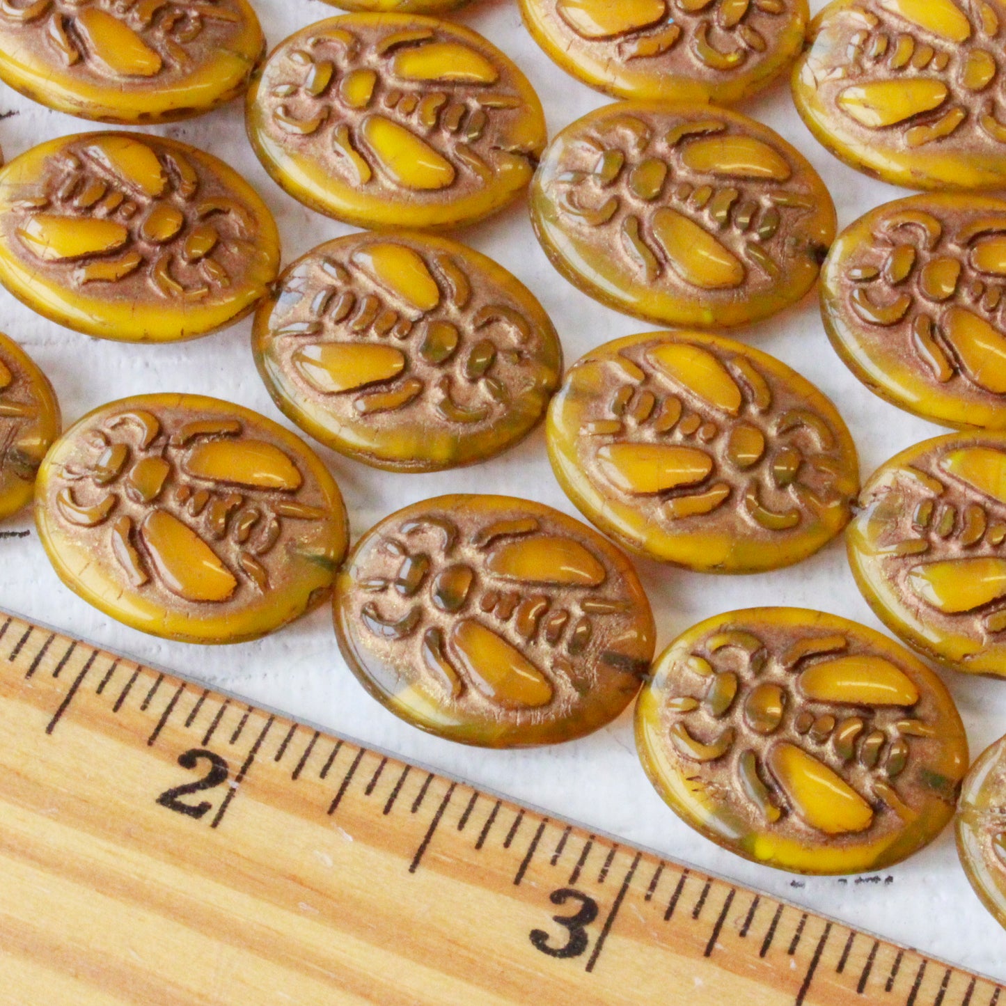 18x21mm Honey Bee Beads - Honey - 2 Beads