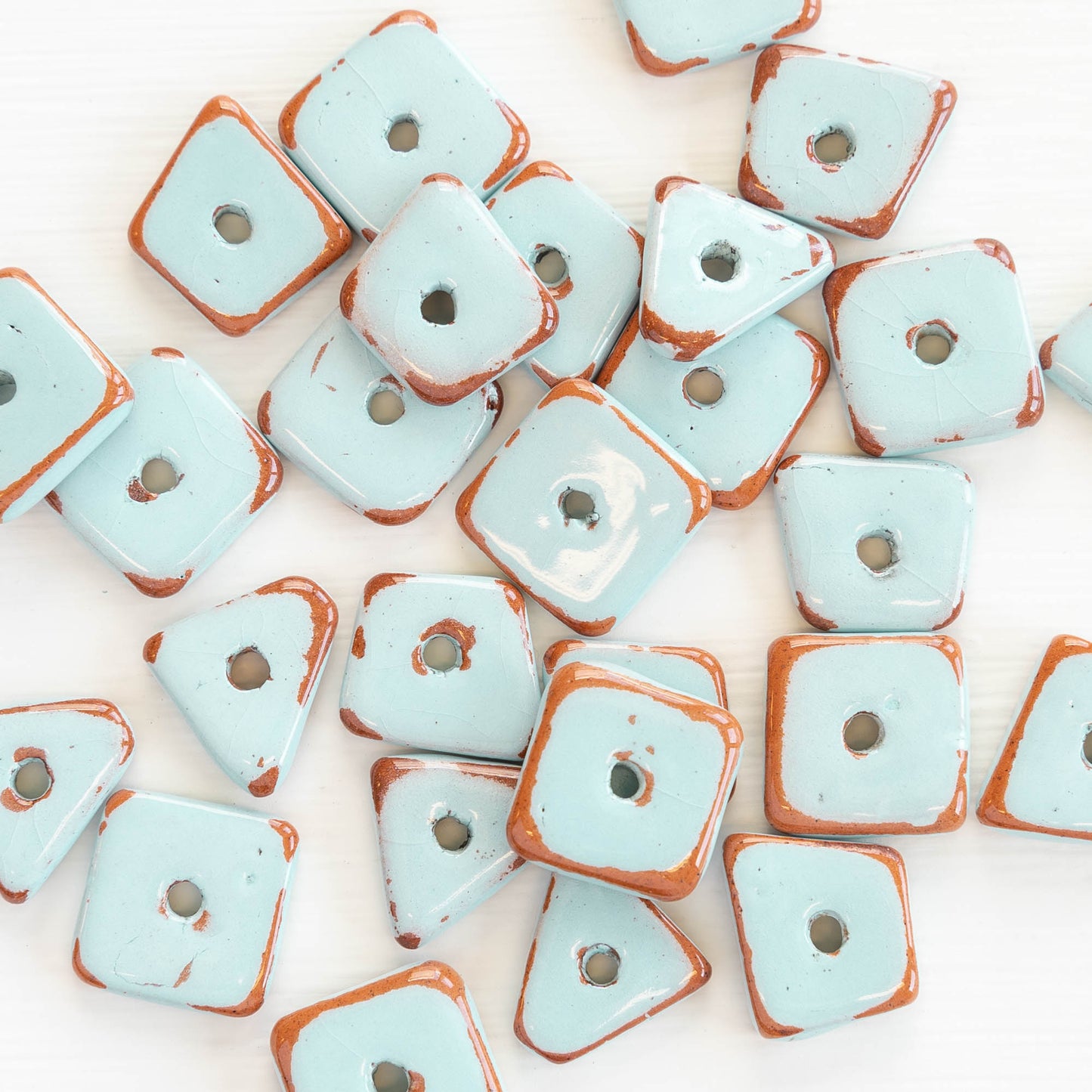 Load image into Gallery viewer, 12-13mm Shiny Glazed Ceramic Chip Beads - Baby Blue - 6, 12 or 24
