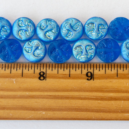 Moon Face Beads - Capri Blue AB - 15 Beads