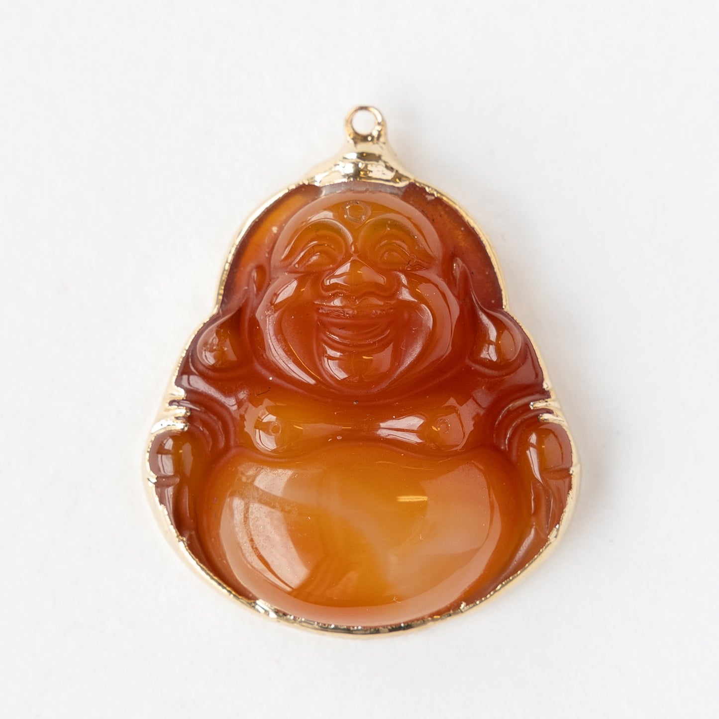 Carved Handmade Buddha Pendant - Carnelian - 1 Piece