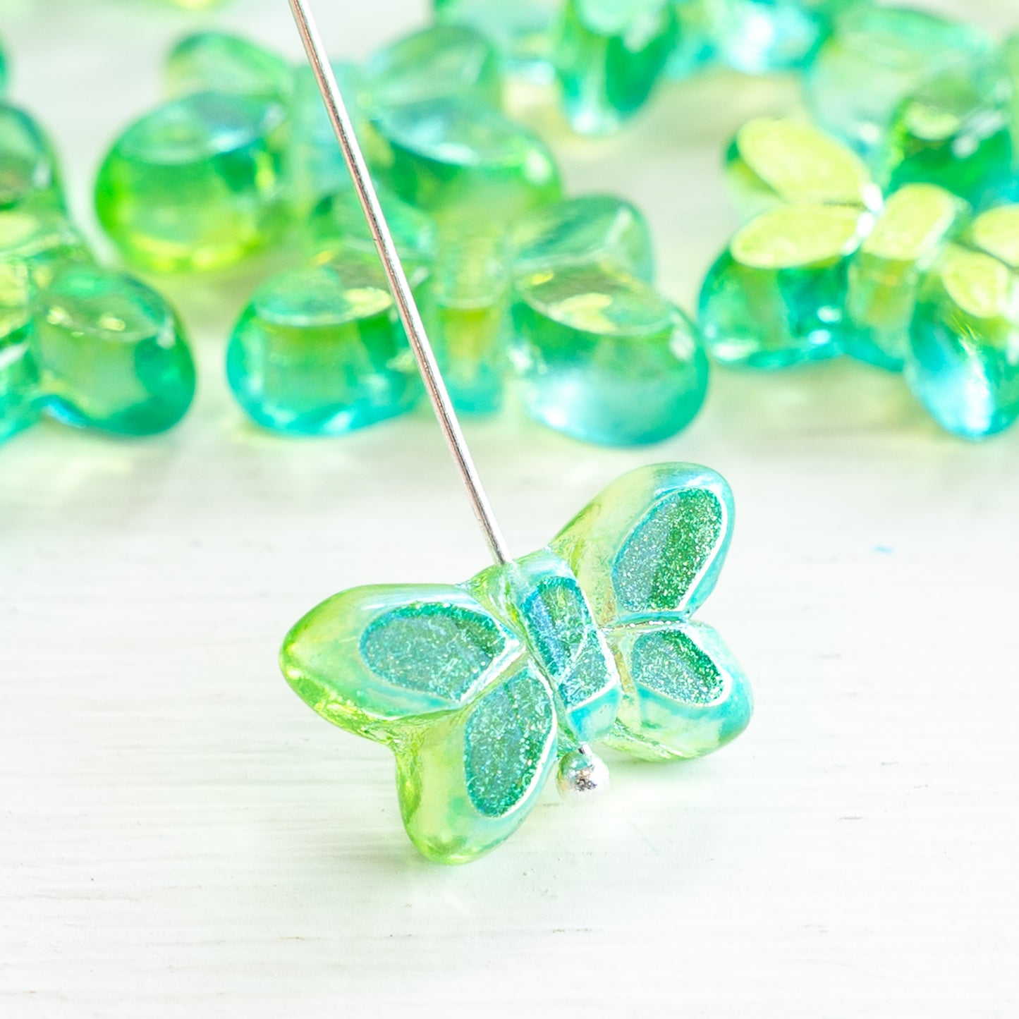 12x20mm Table Cut Butterfly Beads - Light Green