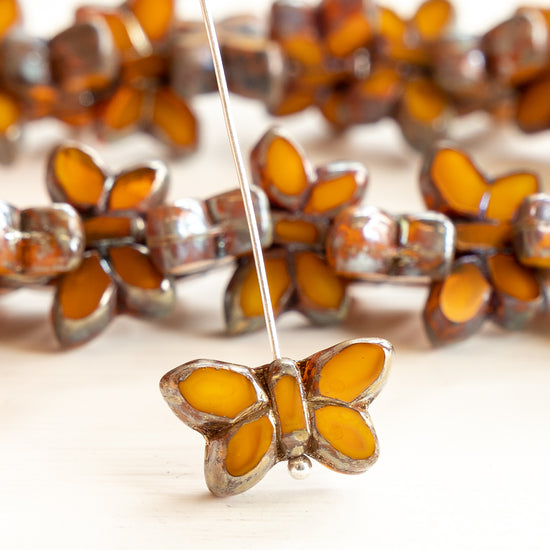 12x20mm Table Cut Butterfly Beads - Opaque Ochre