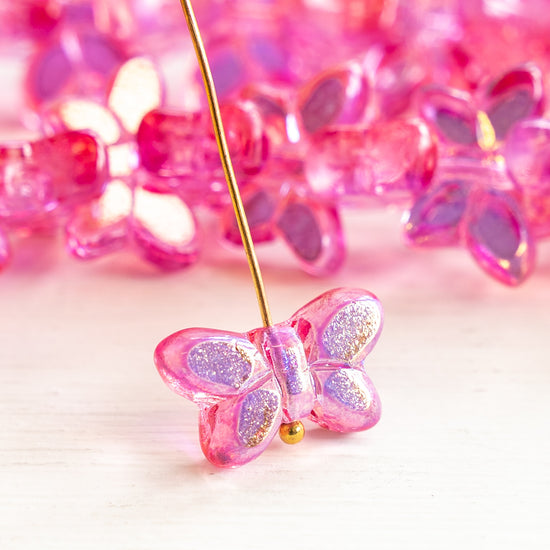 12x20mm Table Cut Butterfly Beads - Pink