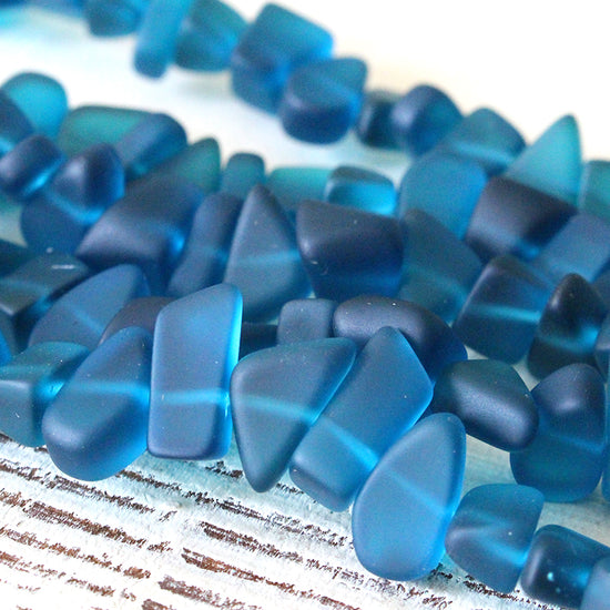 Frosted Glass Pebbles - Teal - 30 Beads