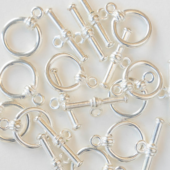 12.5mm Toggle Clasp - Silver Finish - 2 Clasps