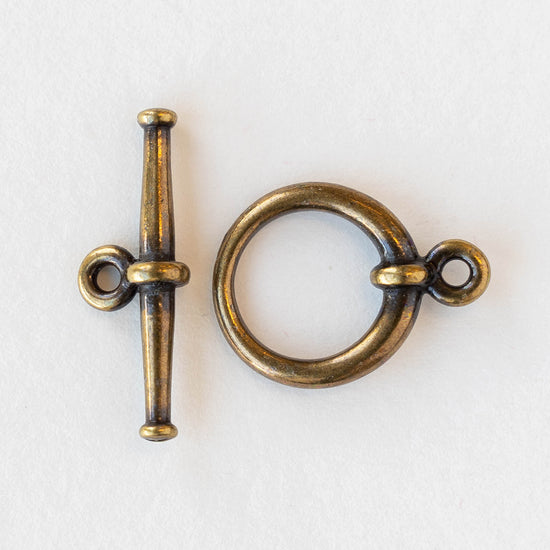 15.5mm Toggle Clasp - Antiqued Brass Finish - 1 Clasp