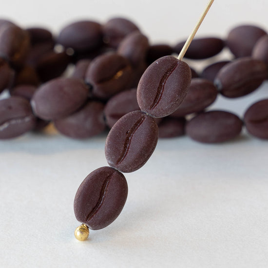 Coffee Bean Beads! - Matte Brown - 12 Beads