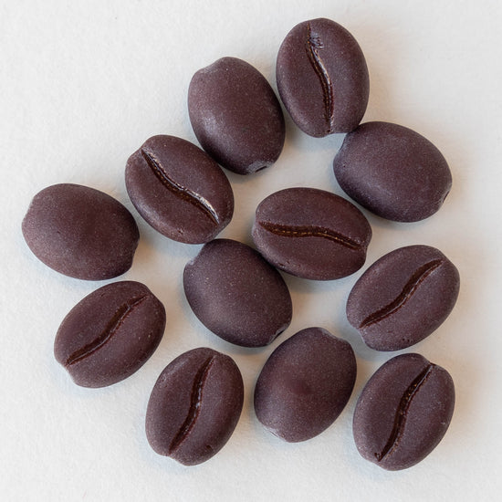 Coffee Bean Beads! - Matte Brown - 12 Beads