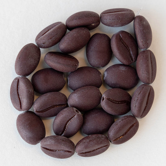 Coffee Bean Beads! - Matte Brown - 12 Beads