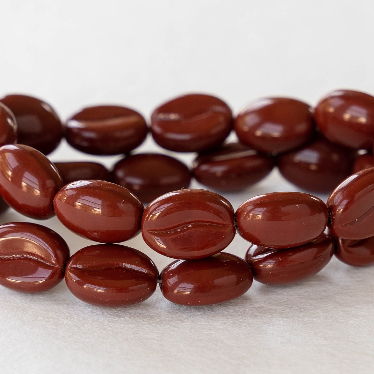 Coffee Bean Beads! - Cinnamon Brown - 12 Beads