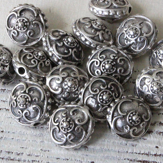 Load image into Gallery viewer, 15mm Mykonos Metal Saucer Beads - Pewter - 2, 6 or 10

