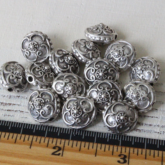 Load image into Gallery viewer, 15mm Mykonos Metal Saucer Beads - Pewter - 2, 6 or 10
