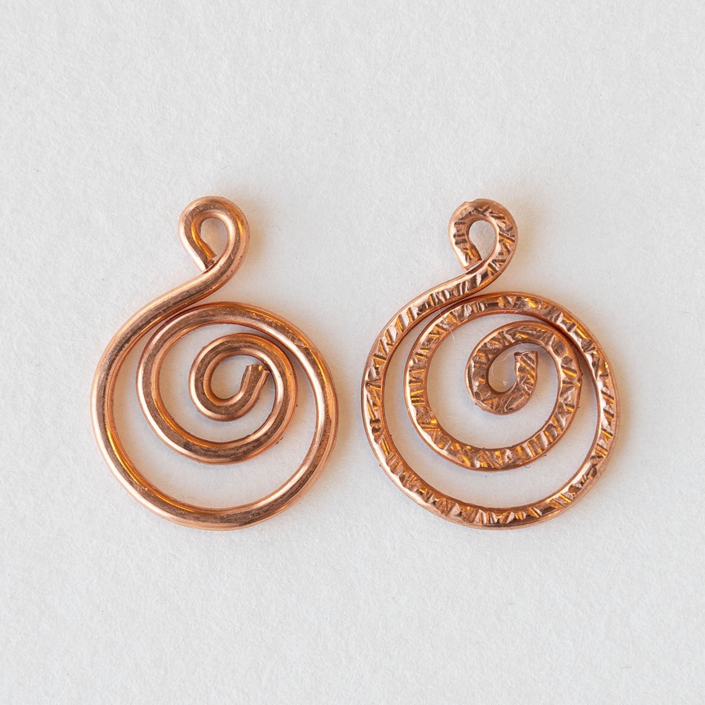 Handmade Textured Copper Spiral - 2