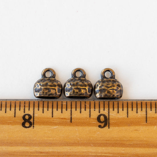 Crimp End Caps - Antiqued Brass Plate - 2 or 6