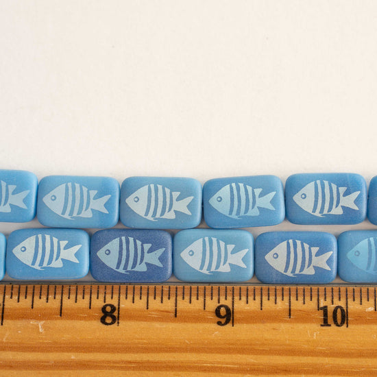 12x19mm Glass Fish Beads - Blue - 6 Beads