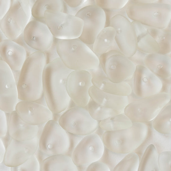 Frosted Glass Pebbles - Crystal Matte - 50 Beads