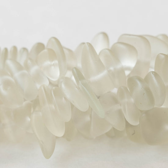 Frosted Glass Pebbles - Crystal Matte - 50 Beads