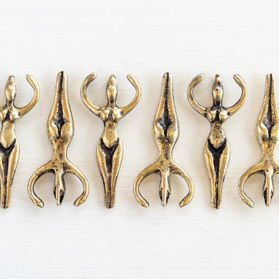 Load image into Gallery viewer, 48mm Mykonos Metal Goddess Pendant - Antique Gold - Choose Amount
