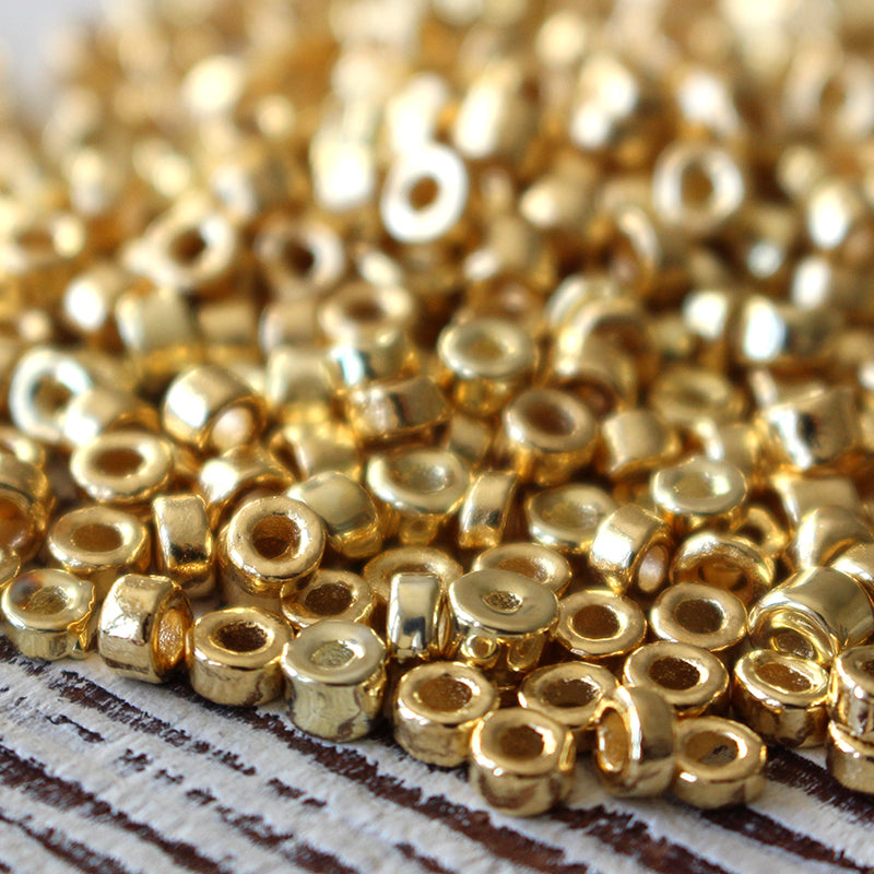 4mm Mykonos Seed Beads - 24K Gold - Choose Amount