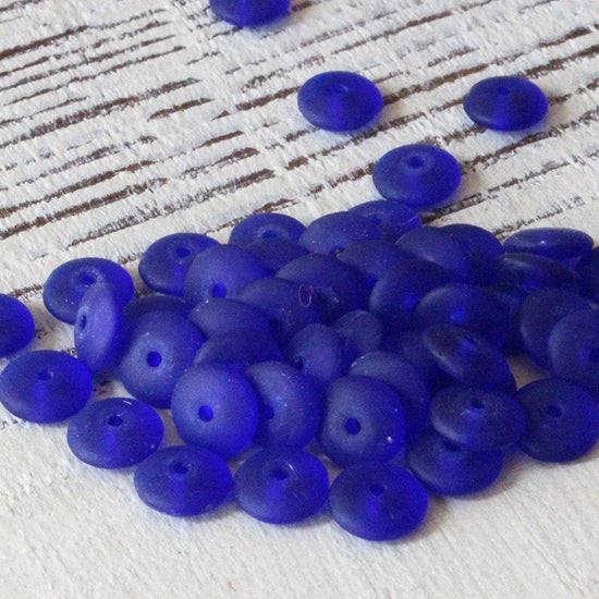 7mm Rondelle Beads - Cobalt Blue Matte - 100 Beads