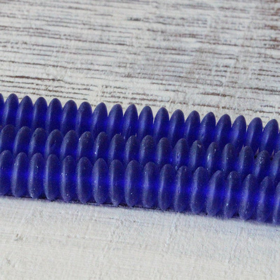 7mm Rondelle Beads - Cobalt Blue Matte - 50 Beads