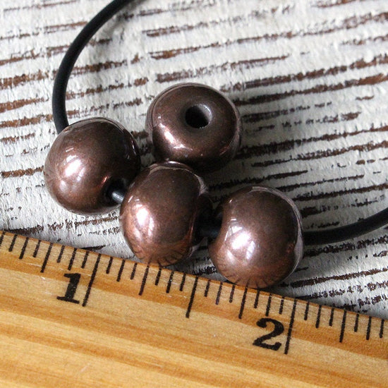 12mm Metal Coated Ceramic Round Beads  - Antique Bronze