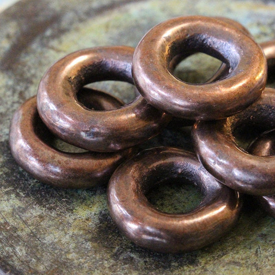 23mm Metal Coated Ceramic Donut Beads - Antique Bronze