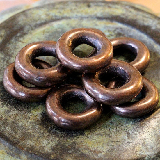 23mm Metal Coated Ceramic Donut Beads - Antique Bronze