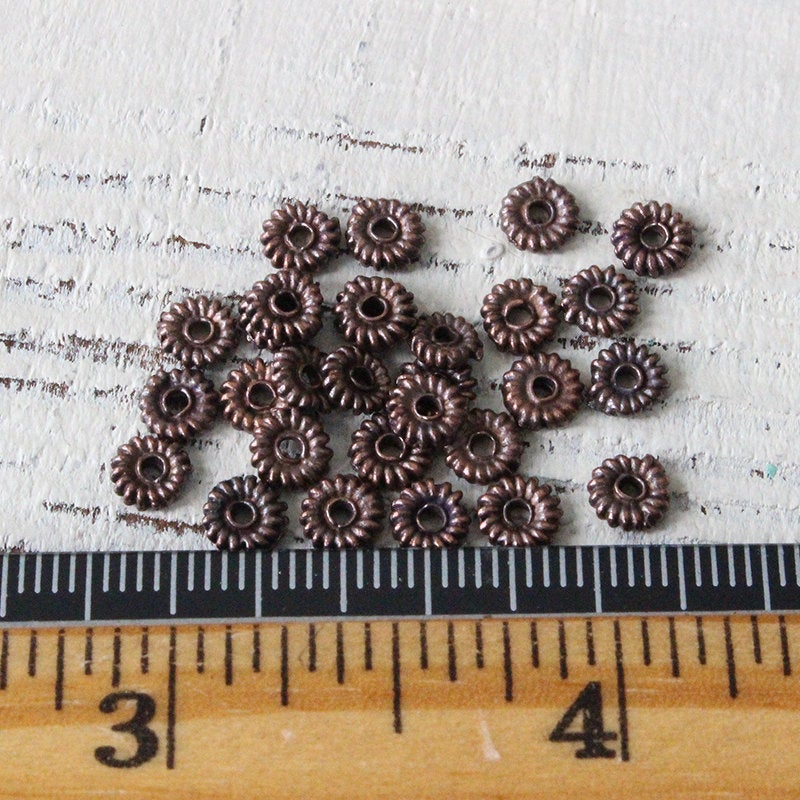 6mm Mykonos Metal Spacer Beads - Antique Bronze Patina