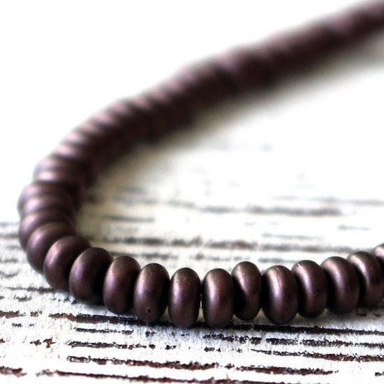 Load image into Gallery viewer, 4mm Rondelle Beads - Dark Matte Bronze - 100 beads
