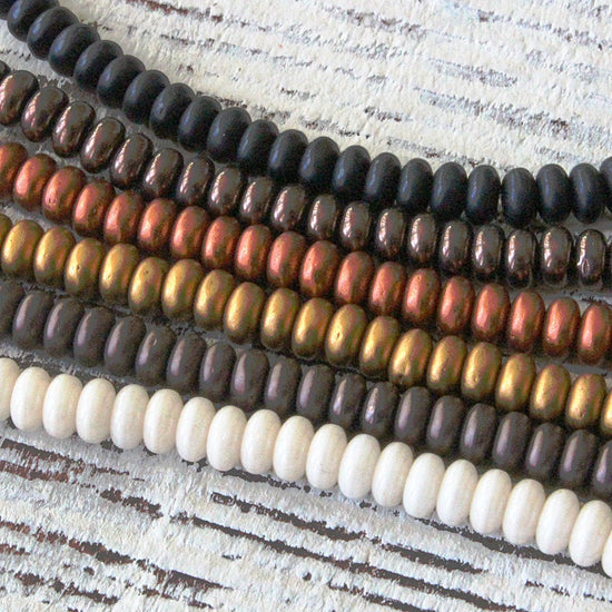 4mm Rondelle Beads - Antique Gold Matte Saucer Beads - 100 beads