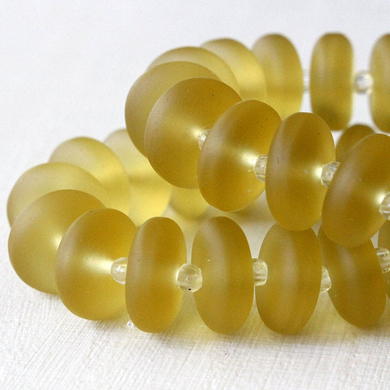5x12mm Frosted Rondelle Beads - Honey Amber - 28 Beads
