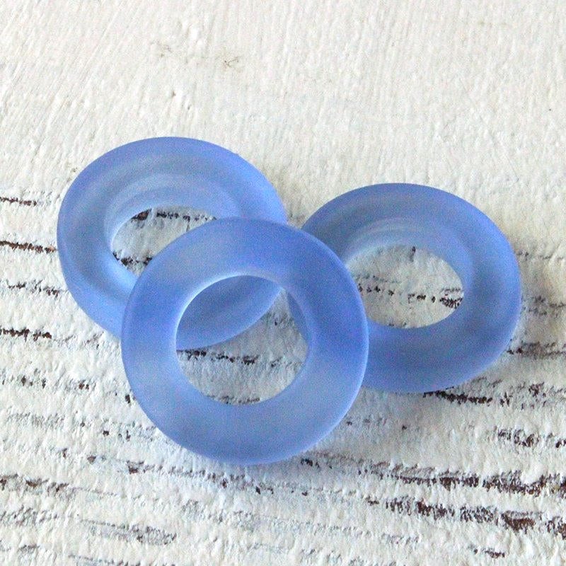 Load image into Gallery viewer, 17mm Frosted Glass Rings - Lt. Sapphire Blue - 2 or 10
