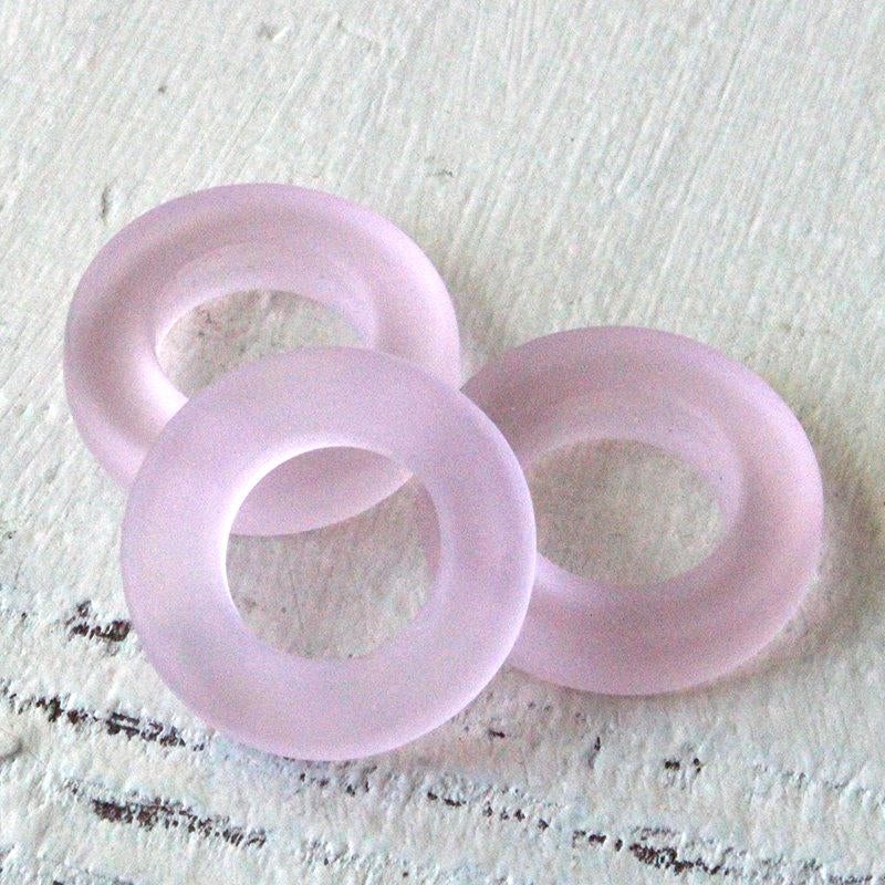 17mm Frosted Glass Rings - Pink - 2 0r 10