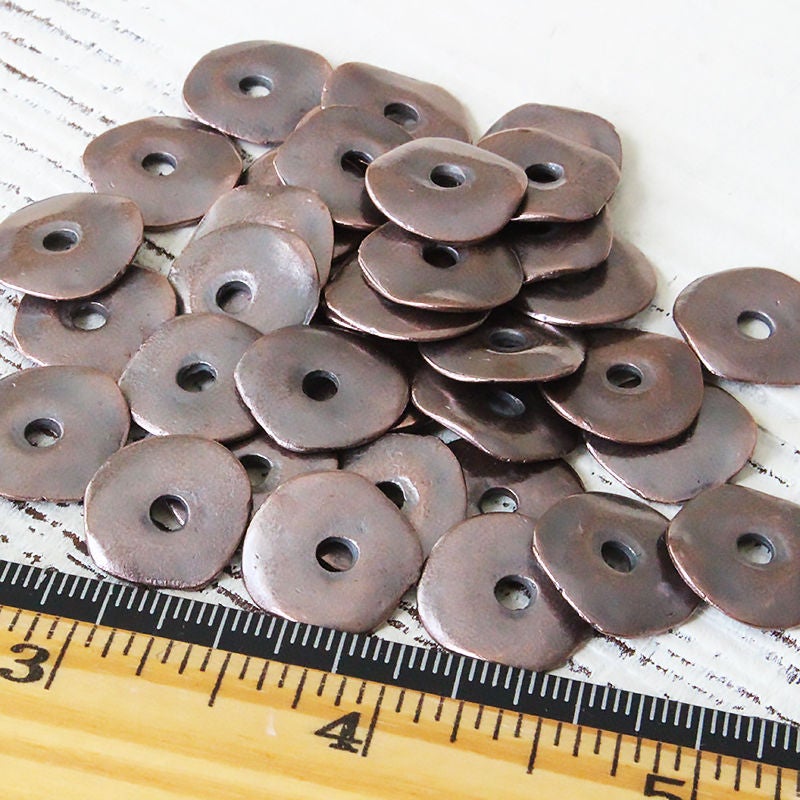 15mm Mykonos Metal Cornflake Beads - Antique Bronze