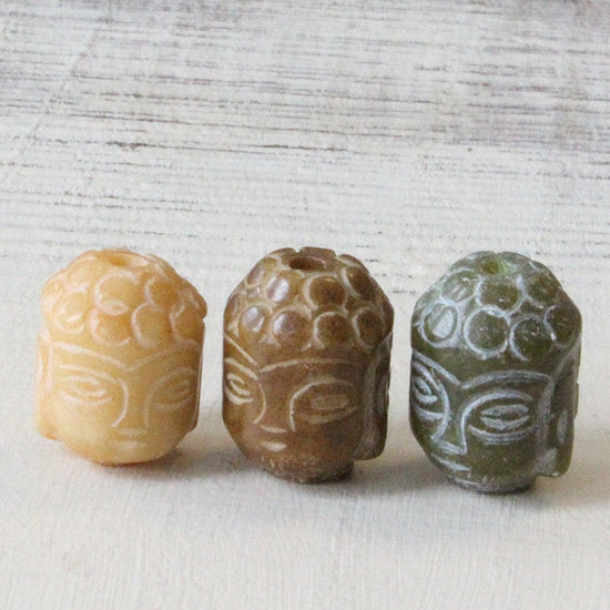 Load image into Gallery viewer, Carved Stone Jade Buddha Beads - 1 bead
