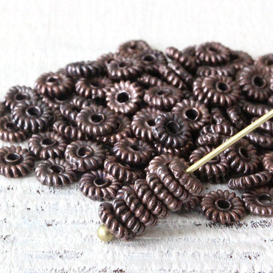 6mm Mykonos Metal Spacer Beads - Antique Bronze Patina
