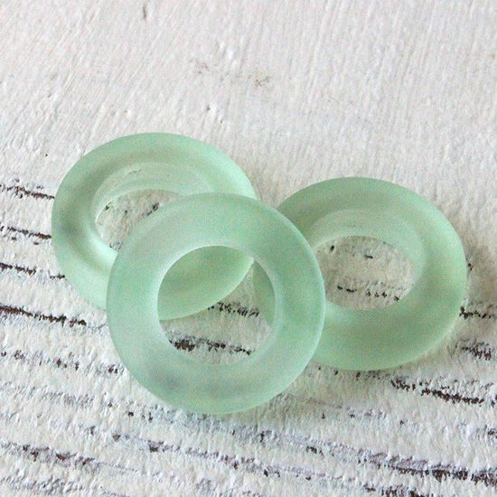 17mm Frosted Glass Rings - Peridot Green - 2 or 10