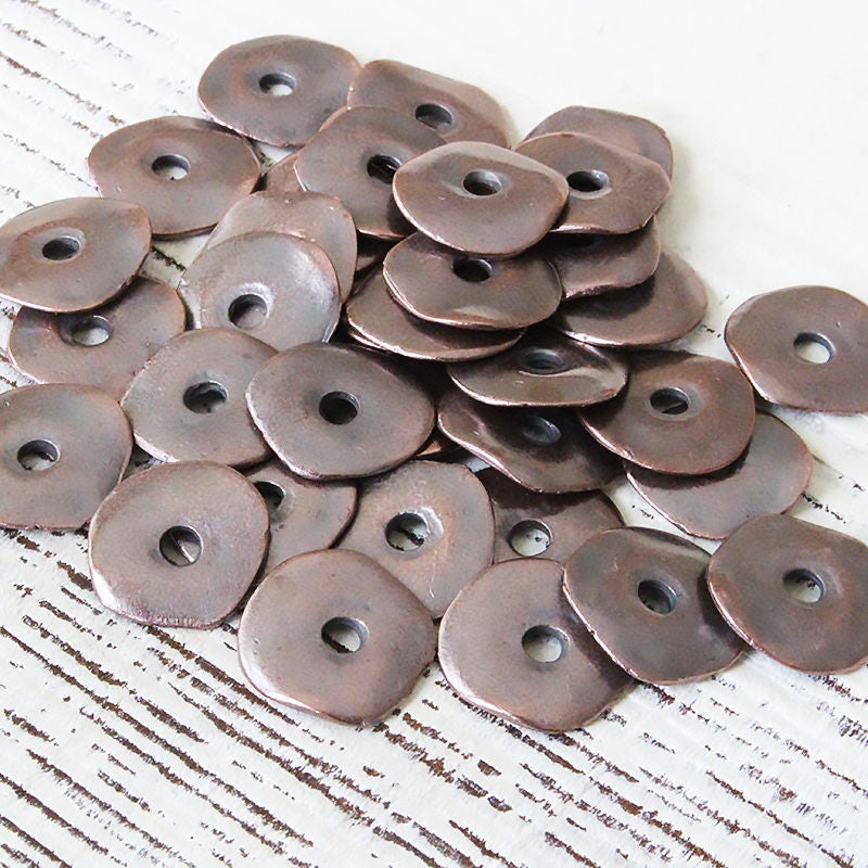 15mm Mykonos Metal Cornflake Beads - Antique Bronze